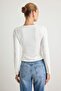 Ekru Kare Yaka Büzgü/Drape Detaylı Slim/Vücuda Oturan Örme Bluz TWOAW25BZ00194 - 4