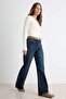 Koyu Mavi Az Esnek Yüksek Bel Wide Leg Geniş Paça Jeans TWOAW27JE00080 - 2