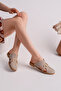 Genuine Leather Beige Suede Women's Leather Slippers Dp81-0823