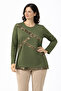 Women's Middle Age and Above Laser Print Patterned Mother Combed Cotton Blouse 30581 - 3
