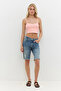 Square Neck Thin Strap Basic Crop Top