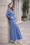 2078 Double Suit with Knit Detail on the Collar Blue - 4
