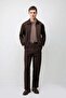 Dark Brown Men's Coat with Elastic Waist - 5
