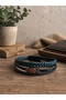 Men's Three-Layer Metal and Leather Detailed Magnetic Bracelet - 4