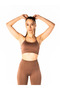 Women's Brown Cross Back Seamless Sports Bra Gathering Sports Bustier Fitness Pilates Yoga Bra - 3