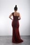One-Shoulder Long Triangle Window Detail, Luxurious Sparkling Dress with Grained Hemline - 6