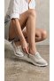 Women's Gray Mesh Comfortable Mother Shoes with Lace Detail 2.5cm Byndoz02 - 2