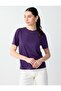 Purple Short Sleeve Crew Neck Modal Knitted T-Shirt