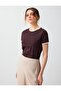 Acı Kahve 100% Cotton Crew Neck Knitted Blouse with Shoulder Detail - 3