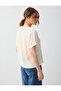 Off-White U-Neck Short Sleeve Straight Cut Knitted Blouse - 5