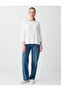 Off-White Boat Neck Three-Quarter Sleeve Relaxed Fit Knitted T-Shirt - 2