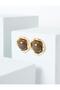 Brown Round Earrings with Metal Detail on the Outside