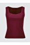Burgundy Slim Fit Strappy Square Neck Knitted Blouse - 6