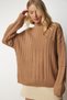 Women's Biscuit Knit Motif Stand Collar Knitwear Sweater MX00132 - 7