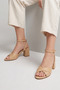 Beige Genuine Leather Cross Strap Thick Heeled Women's Sandals - 4