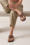 Women's Genuine Leather Eva Sole Flip-Flops with Thick Straps Daily Slippers Zigan Brown Suede - 7