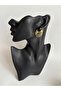 Gold Color Black Earrings (3.2 cm) - 6