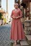 Tie-Up Blouse Skirt Double Set 1465 - Salmon - 2