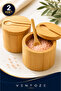2-Piece Wooden Spoon Spice Container – Minimal Salt, Sugar, Coffee Storage Container with Bamboo Lid