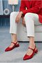 Large Size Women's Shoes with Open Back 4cm 41-42-43-44-Red Patent Leather
