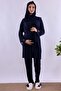 Effortt Maternity Pajama Set with Hijab and Comfortable Cut Dressing Gown - Navy Blue - 5