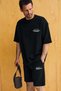 Saito men's organic cotton crew neck black top and bottom set with print detail - 2