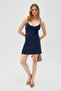Ufrenda women's soft and flexible fabric backless strap mini navy dress - 2