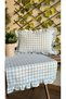 Lina Ruffled Runner Vintage Ruffled Gingham Linen Blue Runner - 4