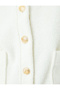 Round Neck Gold Button Detailed Plush Cardigan with Pockets - 6