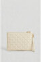Cream Triangle Patterned Clutch Clutch