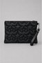 Women's Anthracite Gray Glittery Clutch Bag Stylish Portfolio Evening Dress Handbag with Wrist Strap