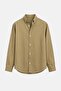 Striped Muslin Fabric Oversize Shirt Khaki
