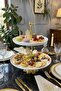 2-Tier Porcelain Cookie Holder with Stand & Gold Bronze Detail - 2