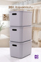 Bigbox 20 Lt 3-Piece Gray Closet Organizer Storage Box with Lid Basket Organizer Toy Box