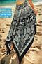 Bohemian Skirt Ethnic Patterned Black Asymmetric Cut Midi Skirt - 4