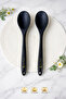 2Pcs Hard Tip Heat Resistant Fireproof Non-Stick 28 cm Silicone Tablespoon Set