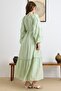 Fisto Detailed Balloon Sleeve Cotton Dress Mi̇nt 9427-E - 7