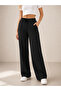 Women's Two-Threaded, Wide-Leg, Striped Black Sweatpants