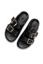 Maria Smooth Black Women's Slippers with Genuine Leather Inside and Outside and Sole Buckle - 3
