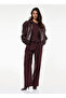 Flat Wide-Leg Fabric Trousers with Belt and Pleated Detail