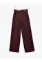 Flat Wide-Leg Fabric Trousers with Belt and Pleated Detail - 4