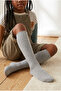 Girl's Cotton Gray Melange Knee-Length School Socks - 4