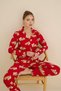 Women's Soft Fabric Buttoned Shirt Collar High Quality New Year Pajama Set 3026