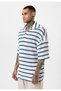 Oversize Striped Zippered Collar Knitwear T-Shirt - 3