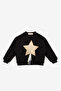 Black Star Embroidered Ribbon Detailed Long Sleeve Girls' Sweatshirt - 3