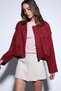 Burgundy Suede Look Bomber Women's Coat - 5