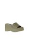 Khaki Leather Women's Wedge Heeled Slippers 01Wy9000 - 3