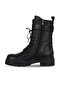 Black Leather Women's Flat Boots 39Wb4692 - 3