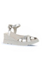 Kurşun Multi Glitter Leather Women's Wedge Heeled Sandals 01Wa0504 - 2