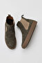 Khaki Suede Women's Flat Boots 01Wt3206